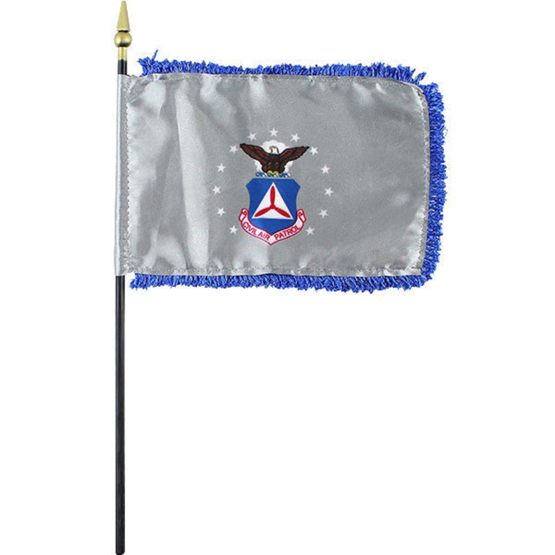 Civil Air Patrol: Mini Stick grey Flag 4 X 6 with blue fringe