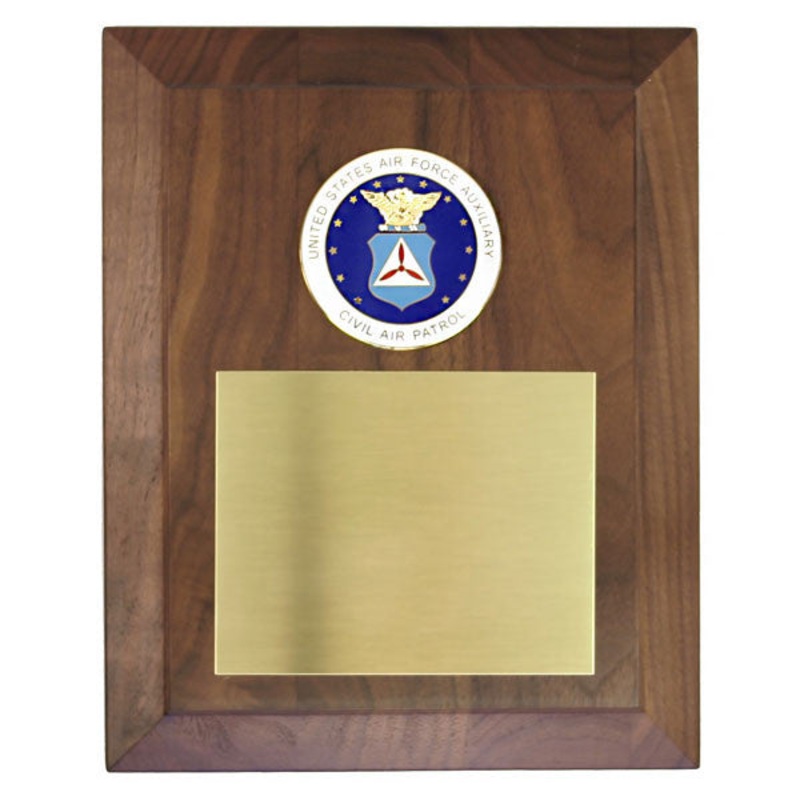 CAP Plaque: Beveled Walnut with Enameled Seal – engraving plate