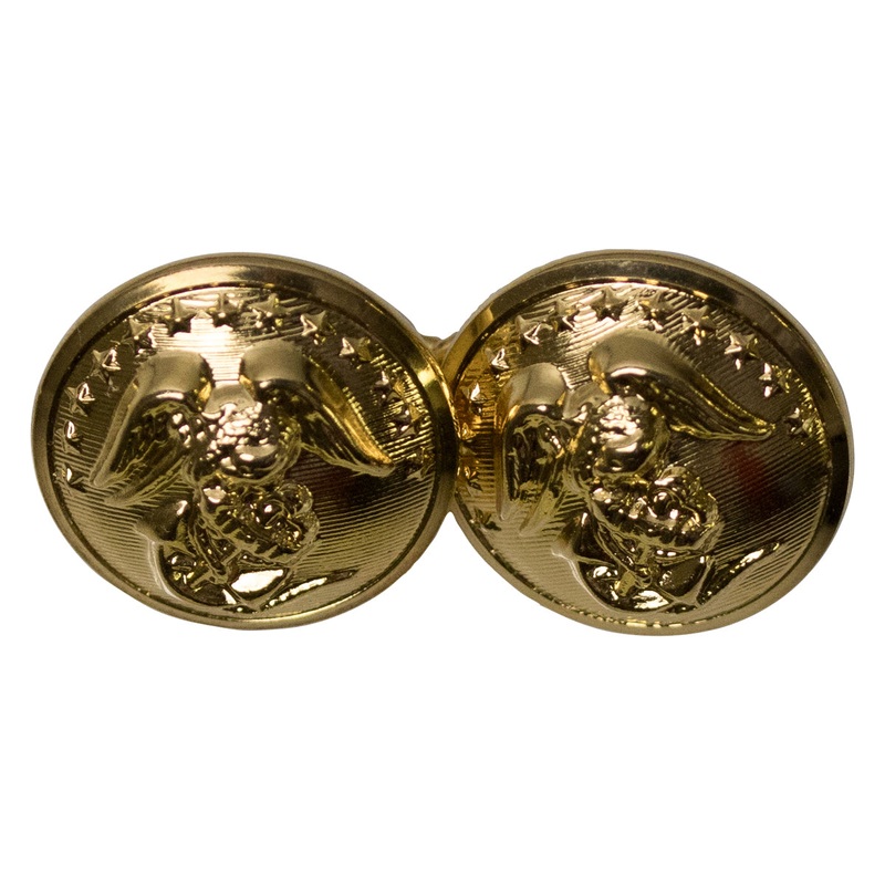 Marine Corps Button Set: 27 Ligne with Gold linked chain – 24K Gold Plated