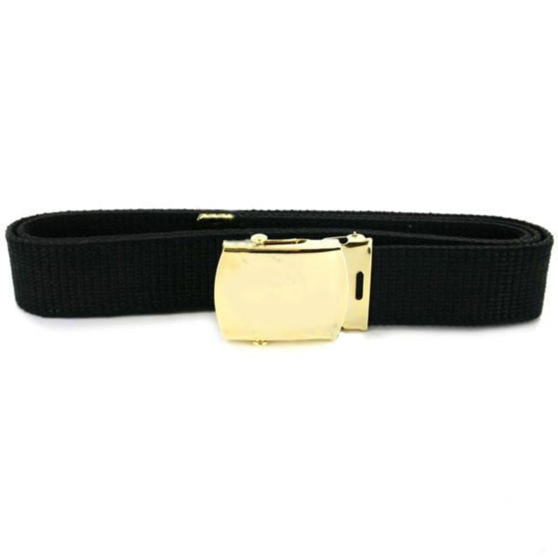 Belt and Buckle: Black Cotton with 24k Gold Buckle and Tip – male