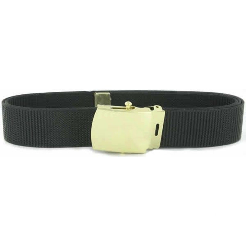 Belt and Buckle: Black Nylon with Brass Buckle and Tip – male
