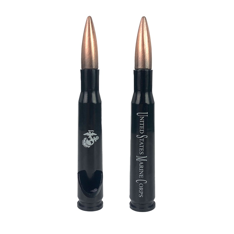 Bottle Opener: U.S.M.C. – 50 Caliber Bullet Black with Eagle Globe and Anchor