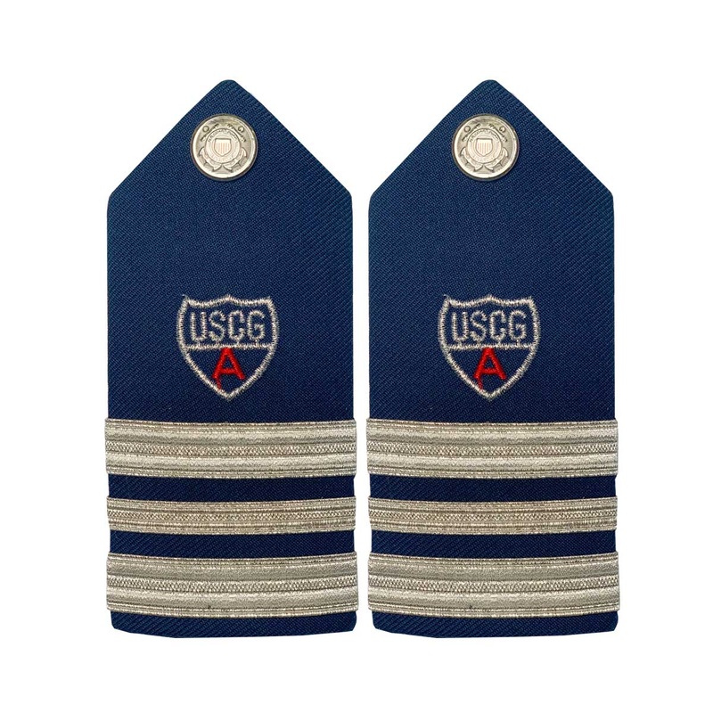 Coast Guard Auxiliary Hard Shoulder Board: DSO, BC, D (2 1/2 Stripes & Red A) – Female