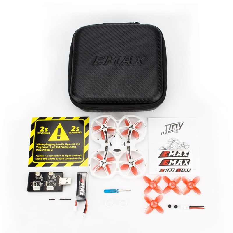 Emax Tinyhawk S II Indoor FPV Racing Drone BNF with F4 Flight Control 0802 16000KV Motor Nano2 FPV Camera and LED Support 1/2S Battery