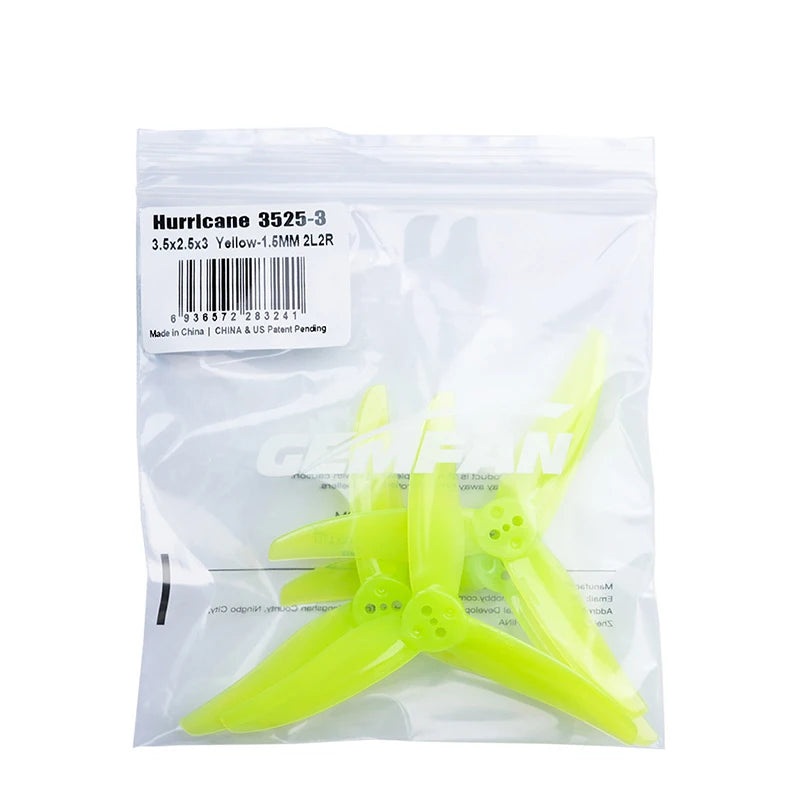 6Pairs Gemfan Hurricane 3525-3 3 Paddle PC Propeller T-mount 1.5mm Support for 1806-2004 Motor for FPV 3.5inch Toothpick Drones